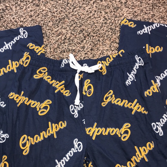 Mad Engine Navy Pajama Pants with Yellow 'Grandpa' Print Various Sizes | NWOT - Picture 2 of 4